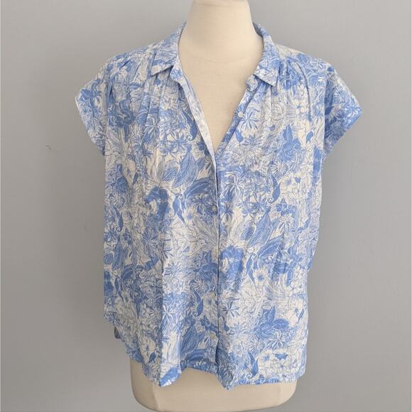 Old Navy Linen Cotton Blend Oversized Button Down Short Sleeve Small - Picture 1 of 6